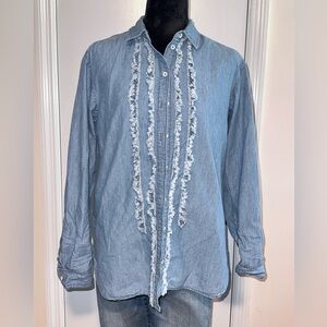 Pilcro and The Letterpress by Anthropologie Blue Denim Top